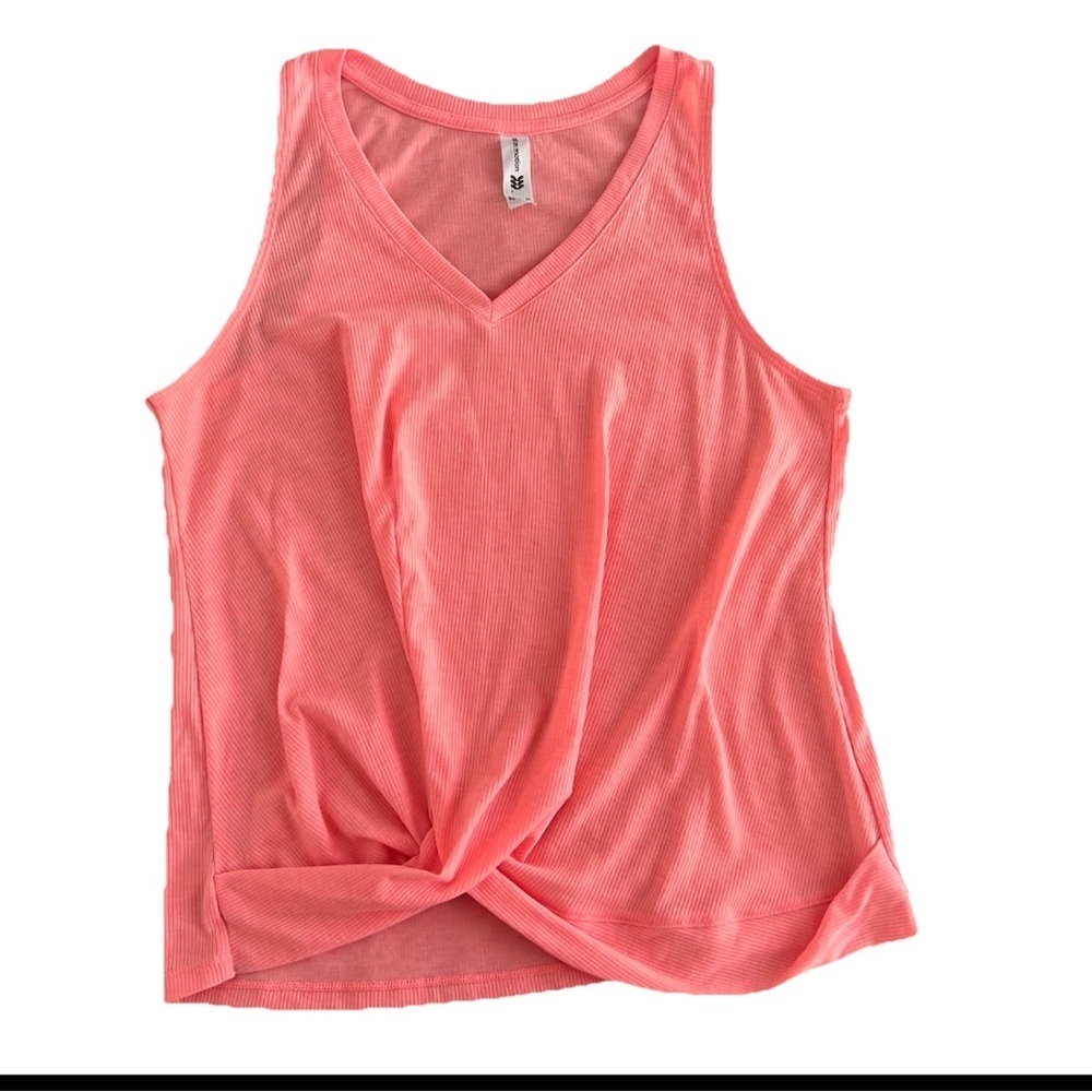All In Motion Active Orange Knotted Waist Ribbed Tank Top Size S (0606)